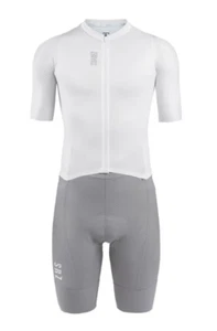2025 Men's Hard Lite Cycling Skinsuit White/Grey by Suarez - Picture 1 of 5
