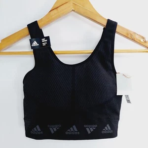 NEW Adidas Bra Womens Size S Black Aeroknit Light Support Sports Activewear Gym - Picture 1 of 17