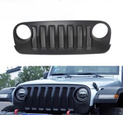 ABS Black Front Bumper Center Grille D Style For 2007-2017 Jeep Wrangler JK SUV  - Image 1 of 2
