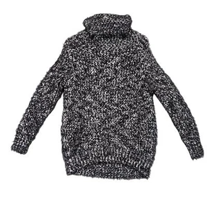 Pull femme POL XL oversize gros tricot noir blanc col roulé flou confortable - Photo 1/7