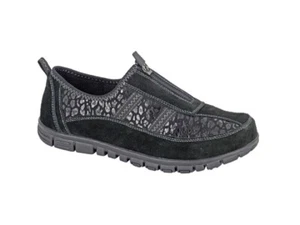 Boulevard L376AS Ladies Real Suede Wide Fit Centre Zip Leisure Casual Shoes - Picture 1 of 3