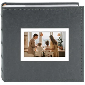 Photo Album Photography Book Hold 200 4x6 Pictures Faux Leather Cover, Grey - Picture 1 of 7