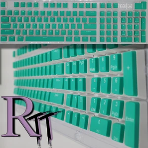 104Pcs Teal Turquoise Pudding Full Size PBT Double Shot Keycaps LED Keyboard - Picture 1 of 4