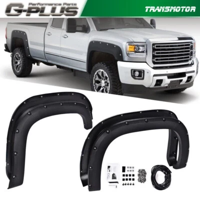 Fit For GMC Sierra 1500 2500HD 3500HD 2007-13 Pocket Rivet Offroad Fender Flares - Image 1 of 4