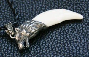 Wolf teeth jewelry Animal Teeth Wolf necklace Wolf head Tooth necklace Wolf - Picture 1 of 6
