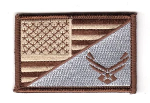 "Parches bordados con logotipo de la fuerza aérea/bandera de estados unidos (bronceado) de 3""x2" - Imagen 1 de 1