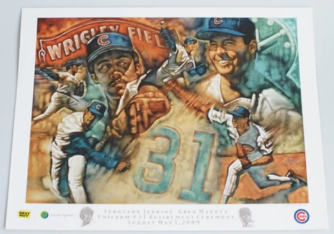 Chicago Cubs Ferguson Jenkins and Greg Maddux #31 Uniform Retirement Poster 2009 Cover