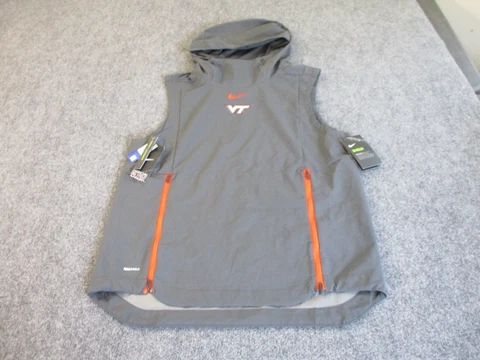 Virginia Tech Hokies Jacket Men's Small Gray Nike Sleeveless Polyester* Cover
