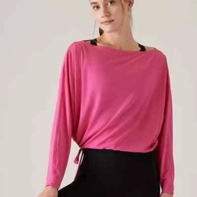 ATHA классный вниз Топ женщин XL розовый расслабленный шнурок длинным рукавом - Изображение 1 из 4