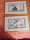 TWO J METZLER (JAN) WATERCOLOR PAINTING OF CUTE FROGS-SIGNED, MATTED&FRAMED