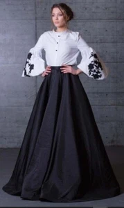 Black Umbrella Taffeta Skirt Formal Bridal Weddings Prom Party Wear Gift for Her - Picture 1 of 4