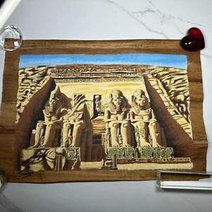 23 Zoll Abu Simbel Tempel handgemalt ägyptische Kunst auf Papyrusrinde signiert - Bild 1 von 11