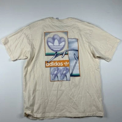Camiseta Doble De Colección Y2k Rara Adidas Trifolio Floral Abstracto Gráfico Talla XL NUEVA Foto 1 de 4