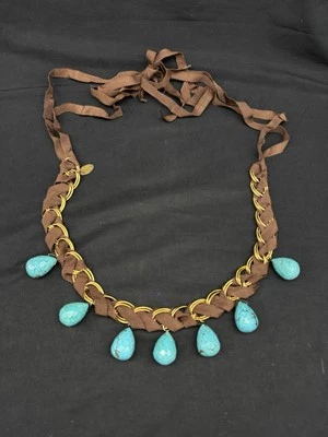 Collar de tela y plata de ley turquesa CHAN LUU Foto 1 de 4