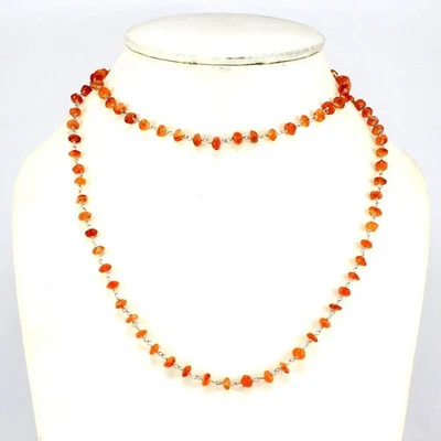 Collana catena corniola naturale pietre preziose perline gioielli in... - Immagine 1 di 4