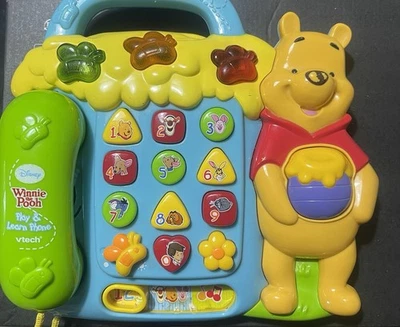 VTECH Disney Winnie The Pooh Play N learn Lights Phone Learning Toy Tested Works - Image 1 of 3