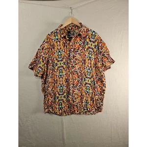 The Phluid Project Button Down 2X Multicolor Geometric Print Short Sleeve #1624 - Picture 1 of 7