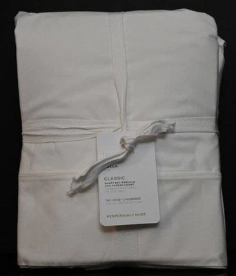 Pottery Barn 400-Thread-Count Organic Percale Sheet Set, Queen Classic Ivory NWT - Image 1 of 4