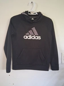 Adidas black kids hooded sweatshirt size 10 12 - Picture 1 of 4