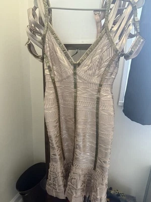 Herve Leger Gold Dress (Worn Once) Size Small - Image 1 of 3