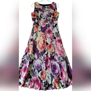 Talbots reine Seide Vintage ärmellos Blumen Midi Seide Kleid Gr 10 - Bild 1 von 14