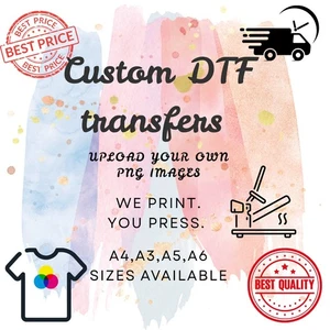 DIY DTF Transfers A4,A6,A5, A3 - Iron On Patches/ Label - Ready to Press Prints - Picture 1 of 8