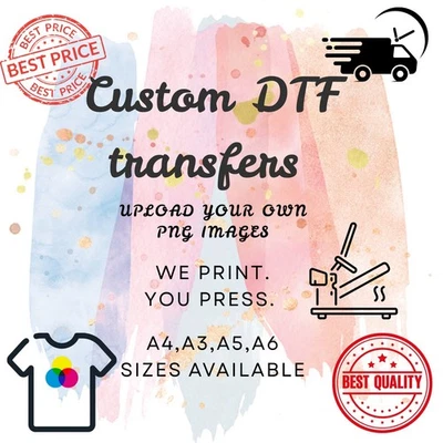 DIY DTF Transfers A4,A6,A5, A3 - Iron On Patches/ Label - Ready to Press Prints - Image 1 of 4