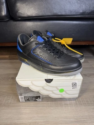 Tamanho 10.5 - Air Jordan 2 retrô baixo off-white preto Varsity Royal DJ4375-004 - Imagem 1 de 4