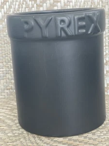 Black Pyrex Utensil Holder / Crock 6.5" tall x 5.5" Round Stoneware Exc Cd! - Picture 1 of 9