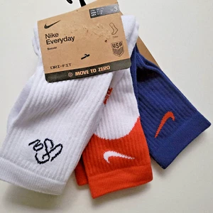 Nike Dri Fit 3-pack crew socks everyday 3pk sport socks size M White Orange Mult - Picture 1 of 3