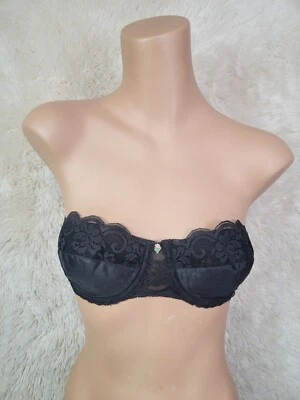 Sujetador sin tirantes vintage Maidenform Chantilly talla 34C encaje satinado con aros negro I Foto 1 de 4