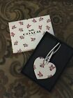 Coach Leather Floral Heart Handbag Fob Charm With Gift Box New