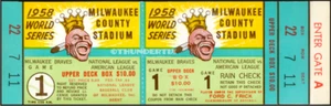 5 1958  BASEBALL ALL-STAR & WORLD SERIES  GAME UNUSED FULL TICKETS reprint - Picture 1 of 5
