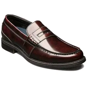 Men's 7.5 Nunn Bush Lincoln Moc Toe Penny Loafer Shoes Leather Burgundy 85538 - Picture 1 of 6