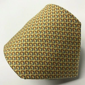 BROOKS BROTHERS Makers 60L Mens Silk Necktie Yellow Geometric Tie Made in USA - Picture 1 of 5