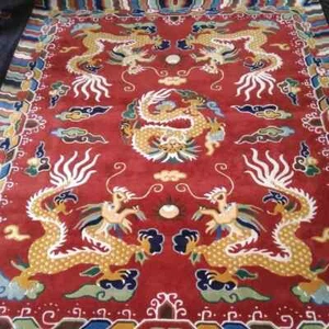 Dragon Tibetan Five Indian Wool Handmade Rug Hand-Tufted Red Carpet Living Room - Picture 1 of 11