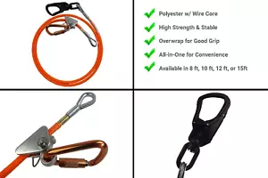 Flip Line Climbing Kit 1/2 Inch 8 Feet - 15 Feet Aluminum Swivel Climbing Lanya - Picture 1 of 18