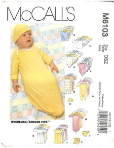 2010 McCall's M6103 Infants Layette Stretch Knits Only sewing pattern uncut - Picture 1 of 3