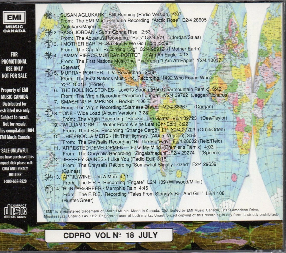 EMI Canada Rare Radio Sampler CD Rare Mixes & Edits - Rolling Stones, April Wine - Image 1 of 1