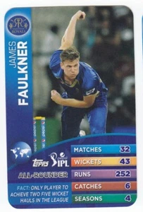 JAMES FAULKNER Rajasthan Royals 2015 TOPPS IPL Trump Cricket Card - Picture 1 of 1