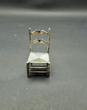 Vintage Dutch 925 Silver Rush Seat Ladder Back Miniature Dollhouse Chair 1953