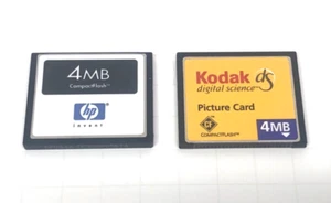 TWO 4MB COMPACT FLASH MEMORY CARDS - HP AND KODAK - Picture 1 of 1