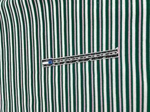 Vintage Poly Strick Stretch Streifen grün rosa weiß Stoff 70x47 - Bild 1 von 5
