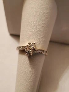 1/3 CT MOISSANITE & 1/5 CT DIAMOND 10K SOLID YELLOW GOLD ENGAGEMENT RING SZ 7 - Picture 1 of 12