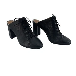 Tacones de mula Paolo Sylivie de cuero negro con cordones para mujer talla 11 usados - Imagen 1 de 6