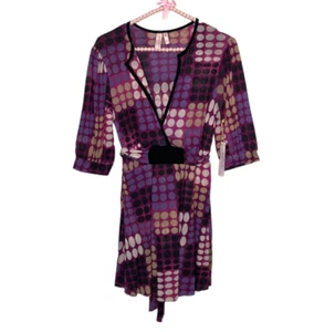 Neu Anthropologie L Sweet Pea lila Retro gepunktet Babydoll Netz Tunika Top - Bild 1 von 5