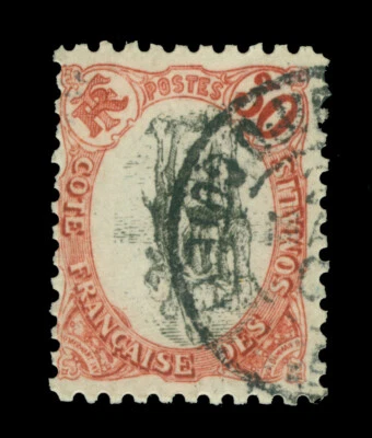 French Colonies - SOMALI COAST 1902 Warriors  30c - INVERTED CENTER Sc# 42a used - Image 1 of 2