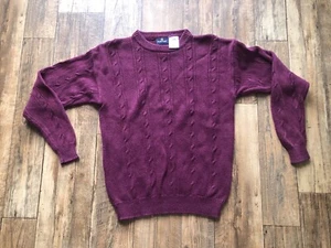 Mens Puritan Sweater Large Pullover Knit Ramie Cotton Burgundy Grandpa - Picture 1 of 6