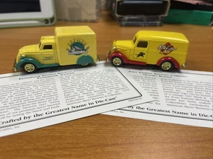 1997 MATCHBOX BREWING COMPANY 2 DELIVERY TRUCK SET PONY EXPRESS & FLOSSMOOR - Picture 1 of 2