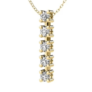 Holiday Gifts - .75 CT G VS2 Round Cut Lab Grown Diamond Journey Pendant 14k - Picture 1 of 3